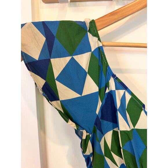 FARM RIO Medium Tiered Maxi Dress Carmelita Geometric Blue Green Ruffle - Picture 5 of 9